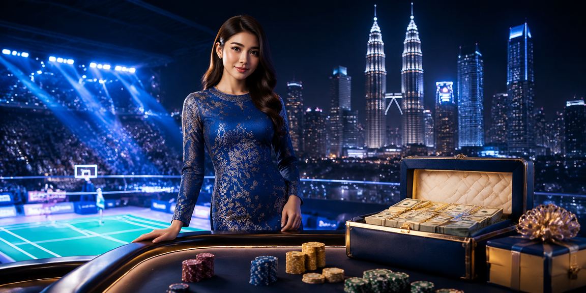 Suasana hiburan kasino moden di Kuala Lumpur dengan pemain berbaju kurung
