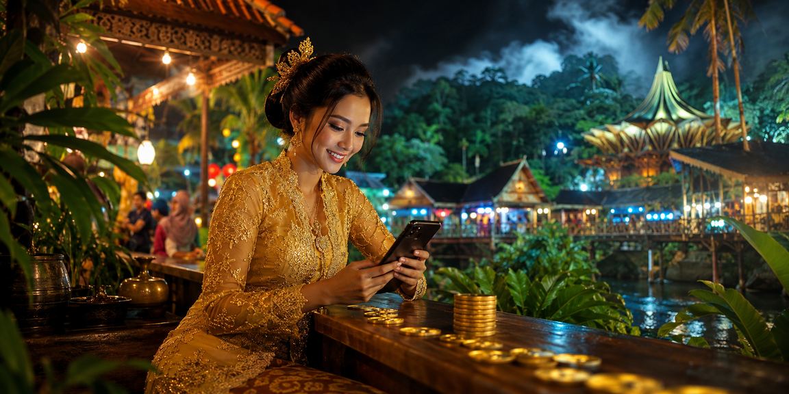Proses deposit dalam talian oleh pengguna Sarawak dengan pakaian kebaya